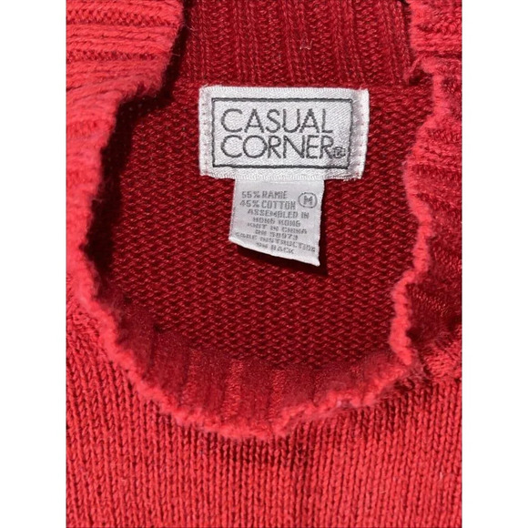 Vintage Casual Corner Ramie Cotton Argyle Red Sweater M Mock Turtleneck Classic - Picture 3 of 7